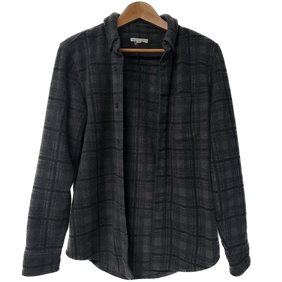 Threads 4 Thought Plaid Print Slim Fit Shirt Jacket Charcoal Sz Small EUC - Picture 9 of 9